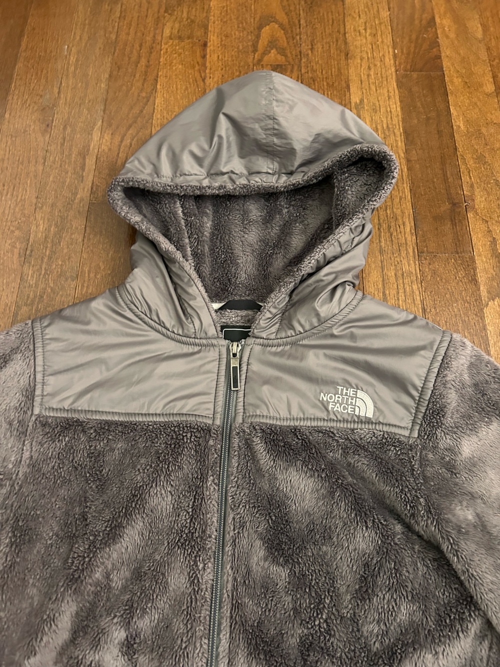 The North Face Gray Sherpa Fleece Hooded Jacket